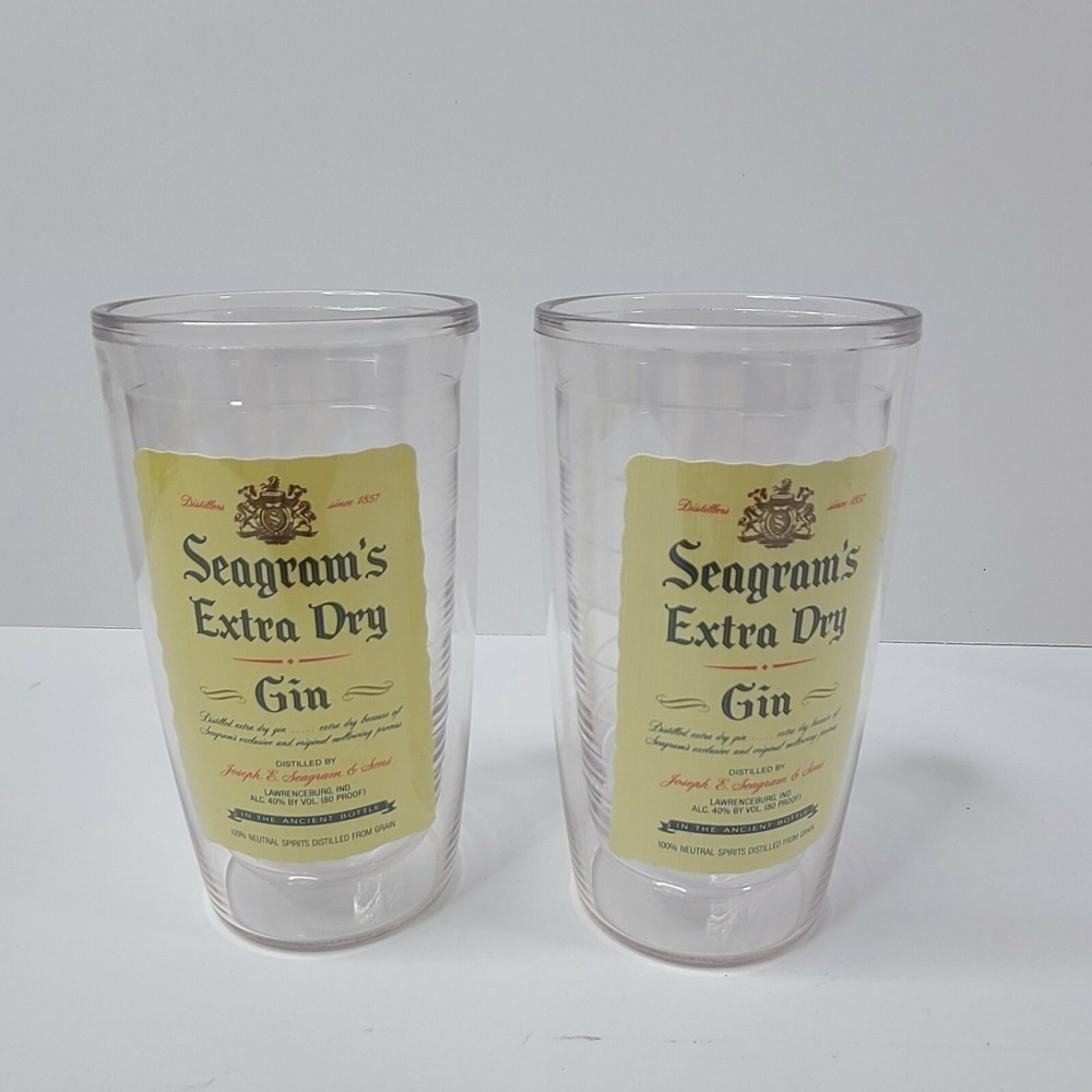 Vintage Tervis Tumbler 2 Pack Seagrams Extra Dry Gin 16 oz. Tumblers